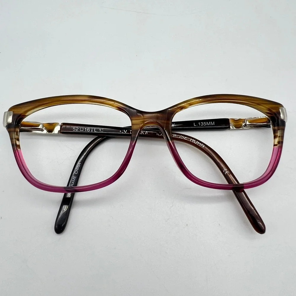 Ellen Tracy CV Dhaka Brown Pink Rhinestone 52mm 16 135 Women Eyeglass Frame Only